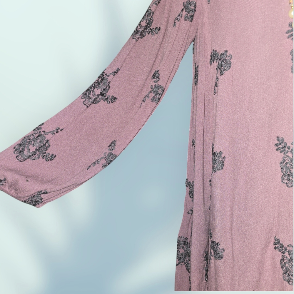 Free People Dusty Lilac Embroidered Tunic Dress - Picture 2 of 4